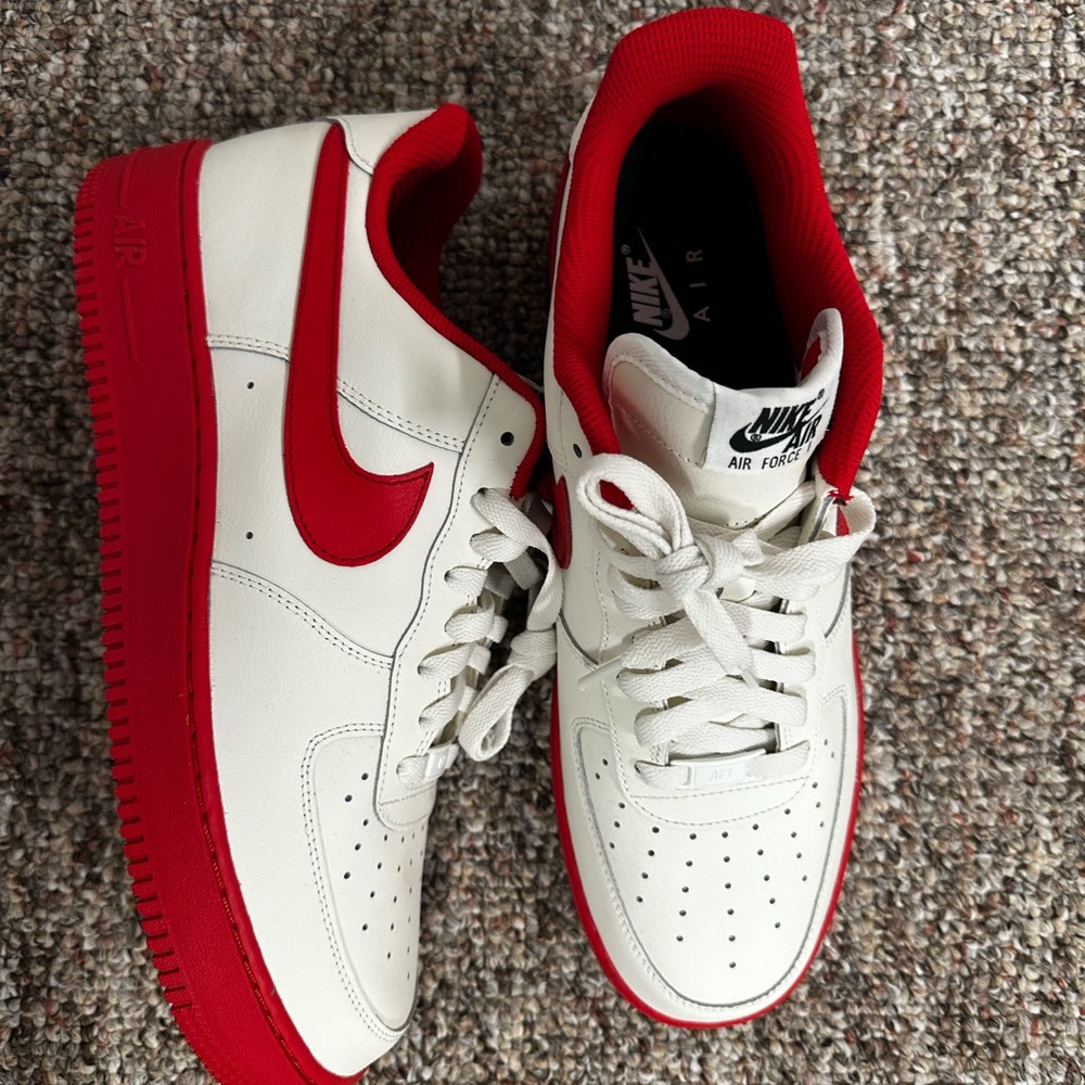 Nike Air Force 1 White and Red Men's Sneakers